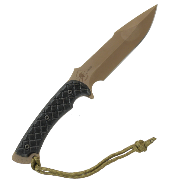 Нож с фиксированным клинком Spartan Blades Horkos, сталь CPM-S35VN Flat Dark Earth, рукоять черная микарта, чехол песочный