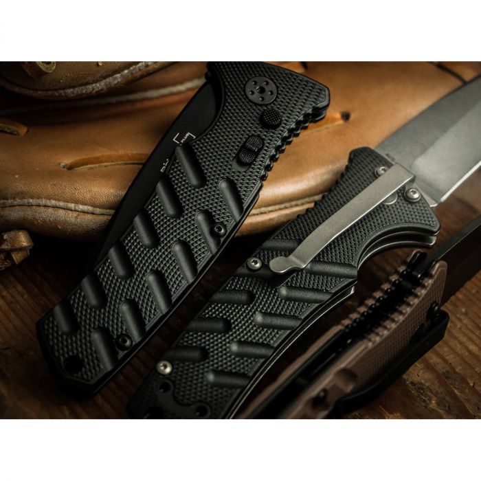 Автоматический складной нож Boker Strike Tanto All Black, сталь AUS-8, рукоять алюминий