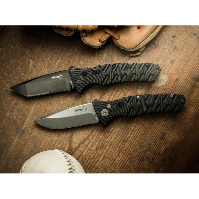 Автоматический складной нож Boker Strike Tanto All Black, сталь AUS-8, рукоять алюминий