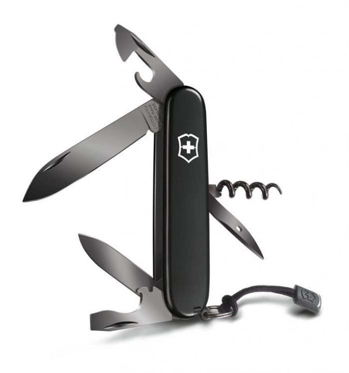 Нож перочинный Victorinox Spartan Onyx Black, 12 функций, со шнурком в комплекте