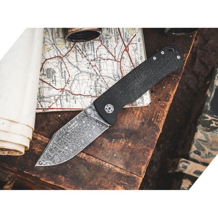 Складной нож Boker Tiger-Damascus, сталь Damascus, рукоять микарта/сталь