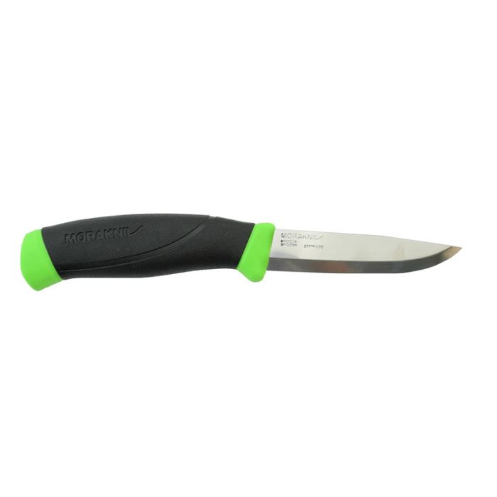 Нож с фиксированным лезвием Morakniv Companion Green, сталь Sandvik 12C27, рукоять пластик/резина, зеленый