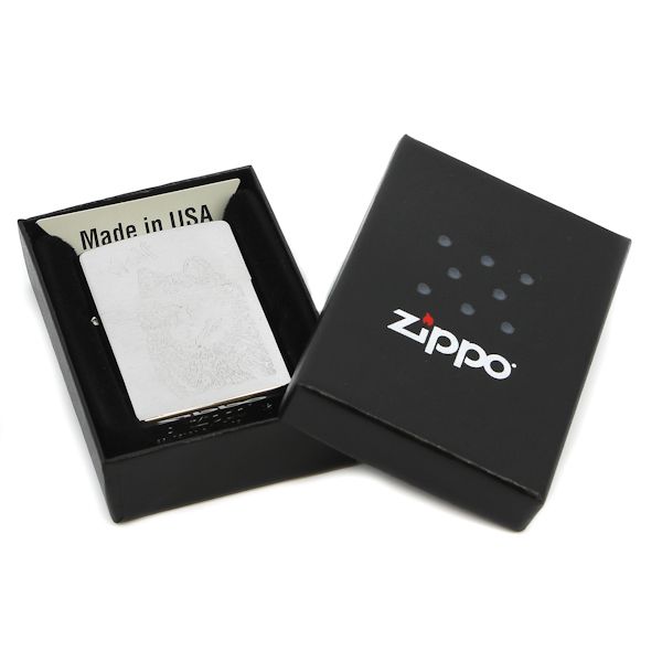 Зажигалка ZIPPO Wolf Brushed Chrome, латунь с никеле-хром.покрыт., серебр., матов., 36х56х12 мм