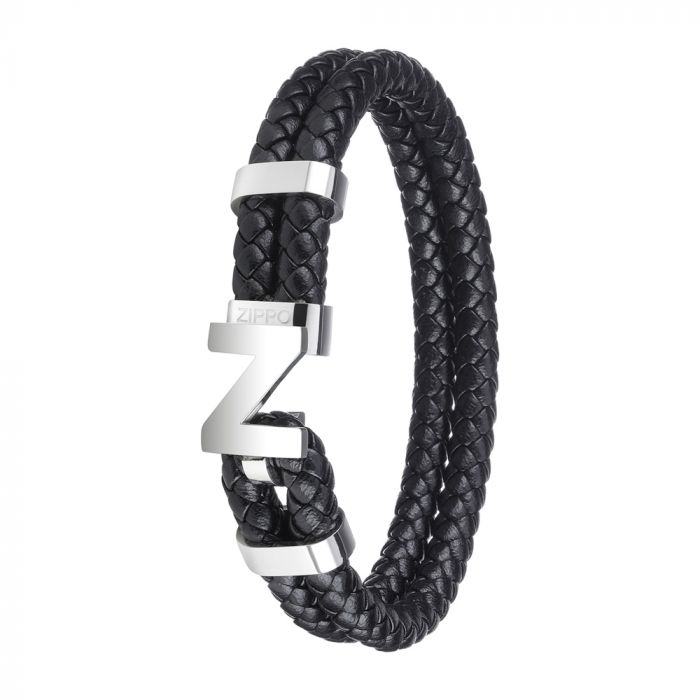 Браслет Zippo Steel Braided Leather Bracelet (20 см)