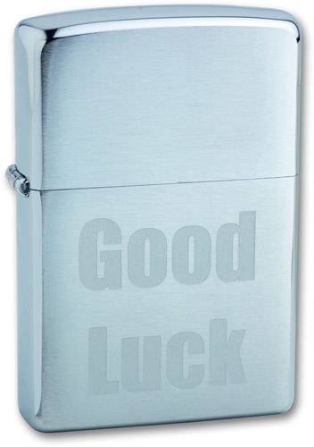 Зажигалка ZIPPO Good Luck Brushed Chrome, латунь с никеле-хром.покрыт., серебр., матов., 36х56х12 мм