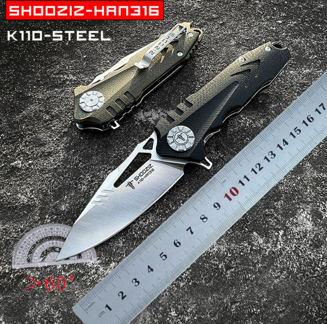 Складной нож Shooziz Strider Black, сталь K110, рукоять микарта