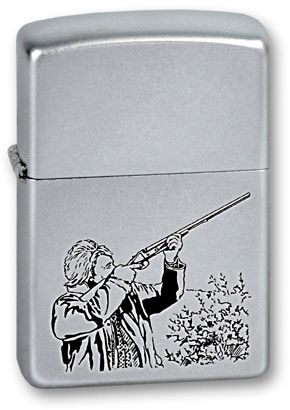 Зажигалка ZIPPO Hunter, с покрытием Satin Chrome™, латунь/сталь, серебристая, матовая, 36x12x56 мм