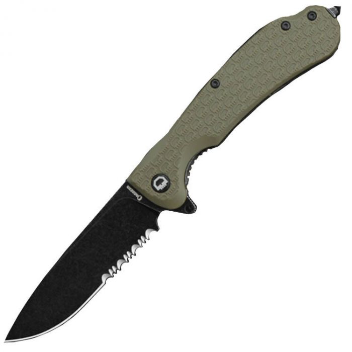 Складной нож Daggerr Wocket Olive BW Serrated, сталь 8Cr14MoV, рукоять FRN