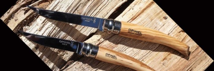 Нож складной филейный Opinel №8 VRI Folding Slim Olivewood, сталь Sandvik 12C27, рукоять из оливкового дерева, 001144