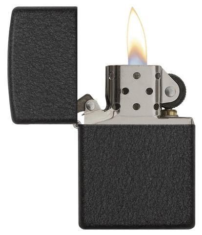 Зажигалка ZIPPO Classic с покрытием Black Crackle™, латунь и сталь, чёрная, матовая, 36x12x56 мм