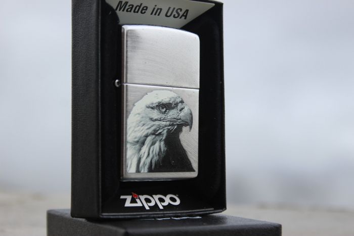 Зажигалка ZIPPO Орёл, с покрытием Chrome Arch, латунь/сталь, серебристая, матовая, 36x12x56 мм