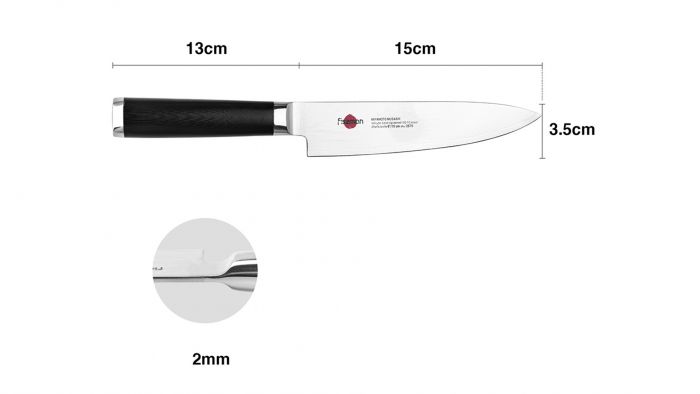 Нож кухонный Fissman поварской Kensei Musashi 15см, сталь DAMASCUS