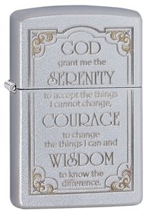 Зажигалка ZIPPO Serenity, латунь с покрытием Satin Chrome™, серебристый, матовая, 36х12x56 мм