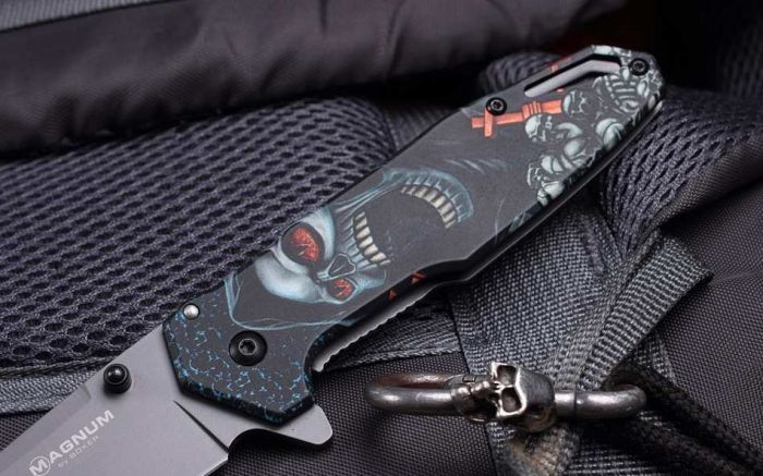 Складной нож Boker Screaming Skull, сталь 440А, рукоять нержавеющая сталь