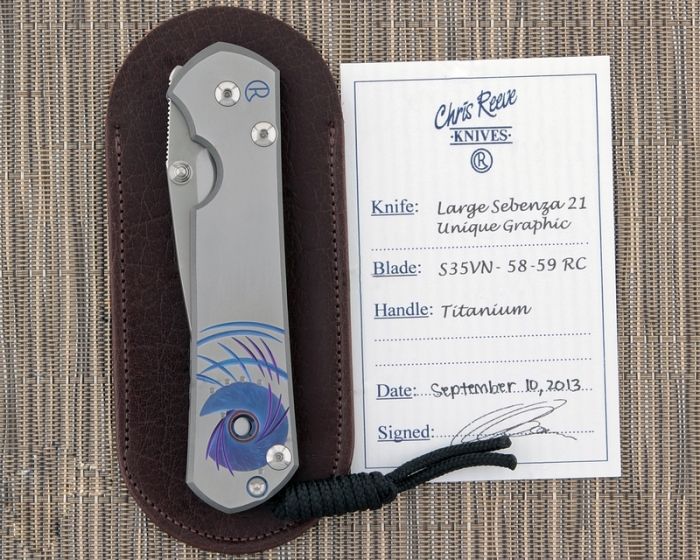 Нож складной Chris Reeve Large Sebenza 21 Unique Graphics-2, сталь CPM S35VN, рукоять титан