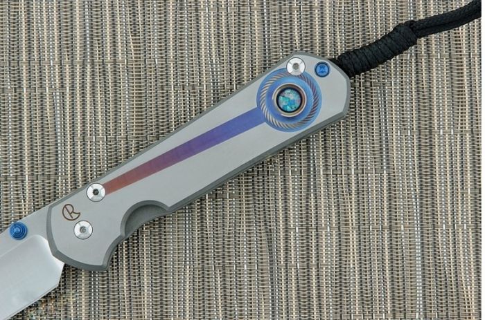 Нож складной Chris Reeve Large Sebenza 21 Unique Graphics Opal Mosaic Triplet Cabochon, сталь CPM-S35VN, рукоять титан