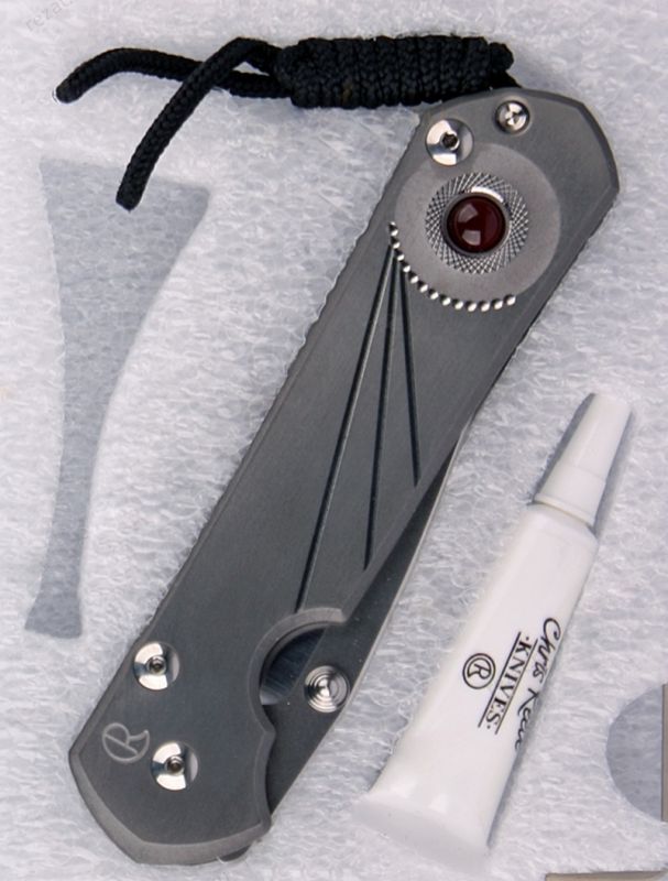 Нож складной Chris Reeve Large Sebenza 21 Carnelian Cabochon, Revers Silver Contrast, сталь CPM-S35VN, рукоять титан