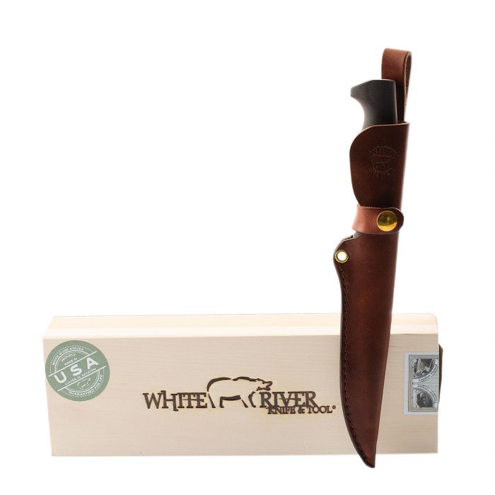 Нож White River Traditional Fillet 6" Black Canvas Micarta StoneWash, сталь 440C, рукоять черная микарта