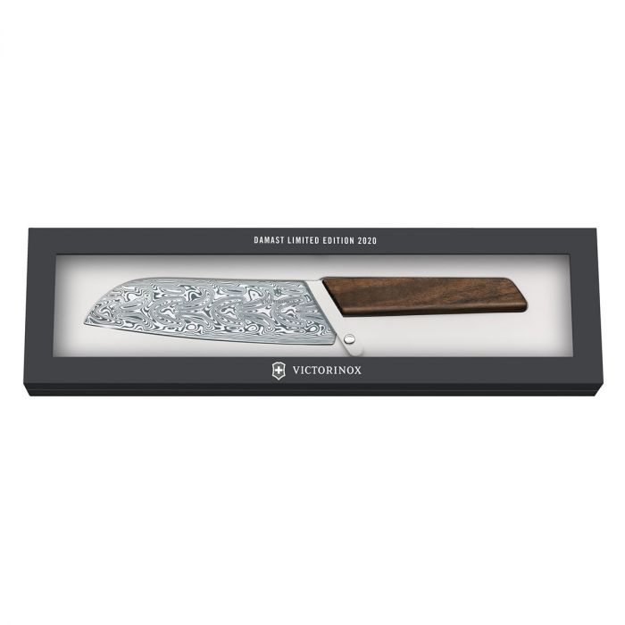 Кухонный нож Victorinox SANTOKU Limited, сталь дамаск, 17 см, рукоять орех, подарочная упаковка