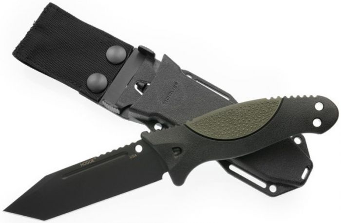 Нож с фиксированным клинком EX-F02 Black Tanto Blade, OD Green Handle 11.4 см.