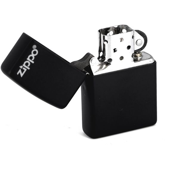 Зажигалка ZIPPO Classic Black Matte, латунь/сталь, черная с логотипом, матовая, 36x12x56 мм