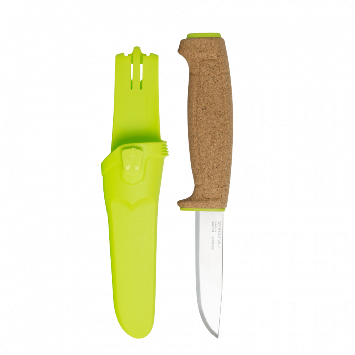 Нож с фиксированным лезвием Morakniv Floating Knife (S) Lime, сталь Sandvik 12C27, пробковая ручка