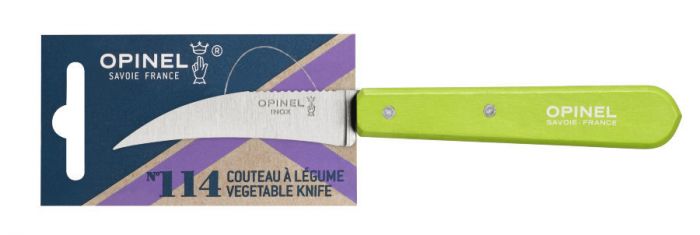 Нож для чистки овощей Opinel №114, деревянная рукоять, нержавеющая сталь, зеленый