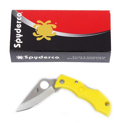 Нож складной Ladybug 3 Salt - Spyderco LYLP3, сталь H1 Satin Plain, рукоять термопластик FRN, жёлтый