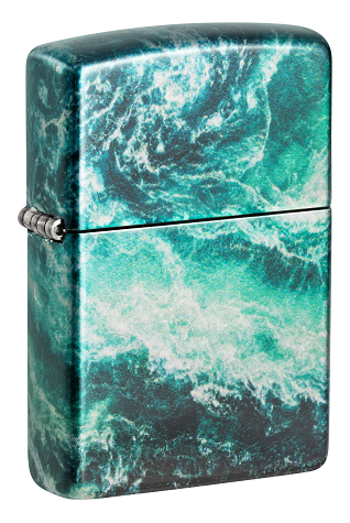 Зажигалка ZIPPO Rogue Wave с покрытием 540 Tumbled Chrome, латунь/сталь, бирюзовая