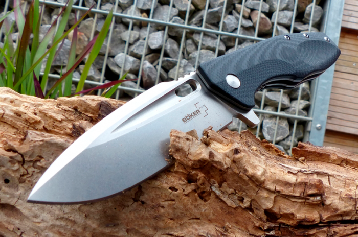 Нож складной Caracal Flipper, Designed by Boris Manasherov, Boker Plus 01BO771, сталь D2 Stonewashed Plain, рукоять стеклотекстолит G10