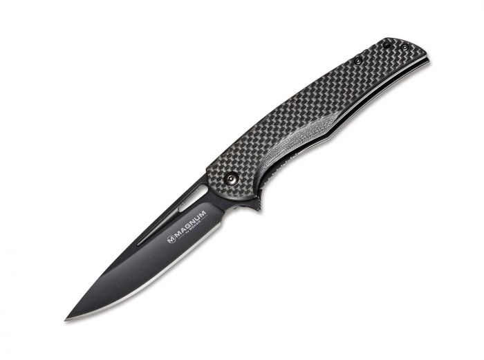 Нож складной Magnum Black Carbon - Boker 01RY703, сталь 440A EDP Plain, рукоять карбон, чёрный