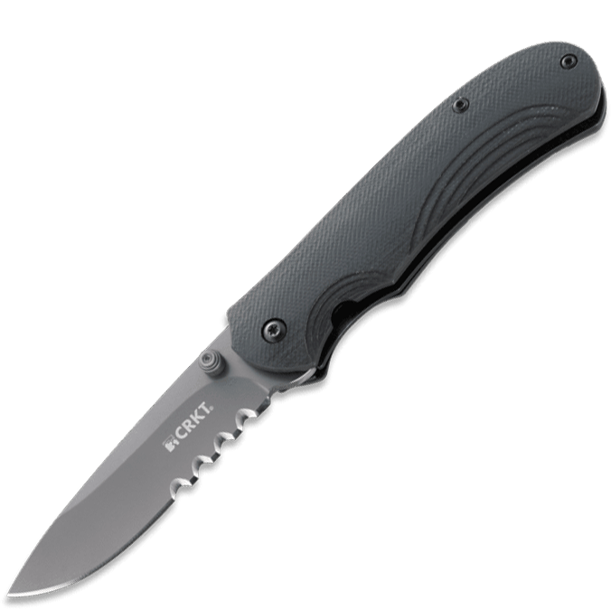 Полуавтоматический складной нож Incendor Veff Flat Top Serrations®, CRKT 6875, сталь 8Cr13MoV Titanium Nitride Combo Edge, рукоять стеклотекстолит G10