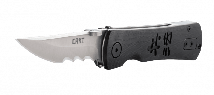 Полуавтоматический складной нож HEIHO Veff Serrations™, CRKT 2901, сталь 8Cr14MoV Satin, рукоять стеклотекстолит G10, полусеррейтор