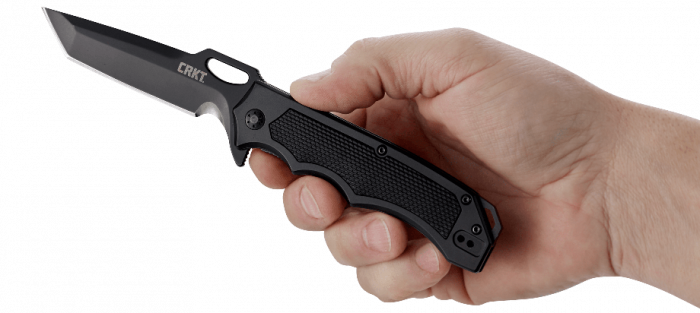 Складной нож CRKT 7050 Septimo, сталь 8Cr13MoV Black Oxide Finish Combo Edge, рукоять алюминий/резиновые вставки