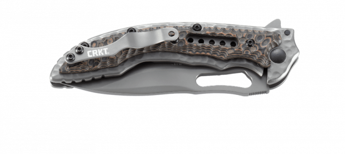 Складной нож CRKT Fossil™ Compact WITH VEFF SERRATIONS™, сталь 8Cr13MoV, рукоять нержавеющая сталь, накладки G-10