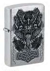 Зажигалка ZIPPO Viking Design с покрытием Brushed Chrome, латунь/сталь, серебристая