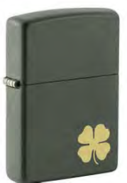 Зажигалка ZIPPO Four Leaf Clover с покрытием Green Matte, латунь/сталь, зеленая