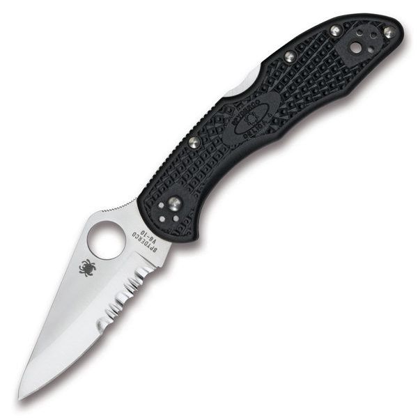 Складной нож Delica 4 - Spyderco 11PSBK, сталь VG-10 Satin Combo, рукоять термопластик FRN чёрный