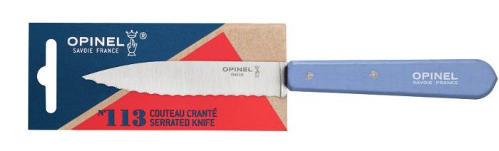 Нож столовый Opinel №113, деревянная рукоять, блистер, нержавеющая сталь,  синий