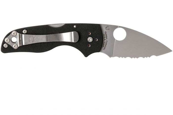 Нож складной Lil' Native MID - Spyderco 230MBGS, сталь Crucible CPM® S30V™ Satin Serrated, рукоять стеклотекстолит G10, чёрный