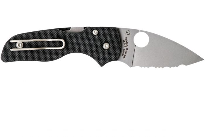 Нож складной Lil' Native - Spyderco 230GS, сталь Crucible CPM® S30V™ Satin Serrated, рукоять стеклотекстолит G10, чёрный