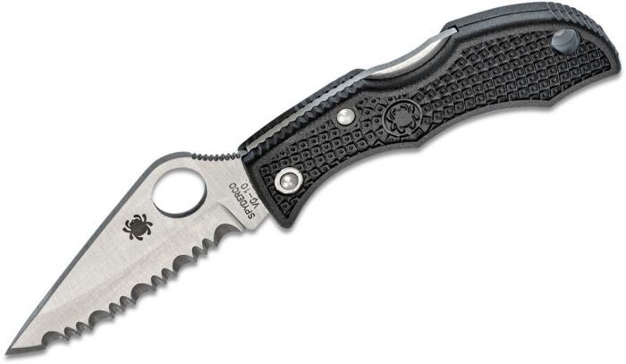 Нож складной Ladybug 3 - Spyderco LBKS3, сталь VG-10 Satin Serrated, рукоять термопластик FRN, чёрный