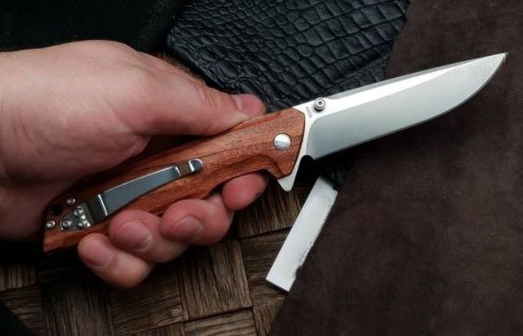 Складной нож Magnum Straight Brother Wood - Boker 01MB723, сталь 440A Satin, рукоять дерево, коричневый