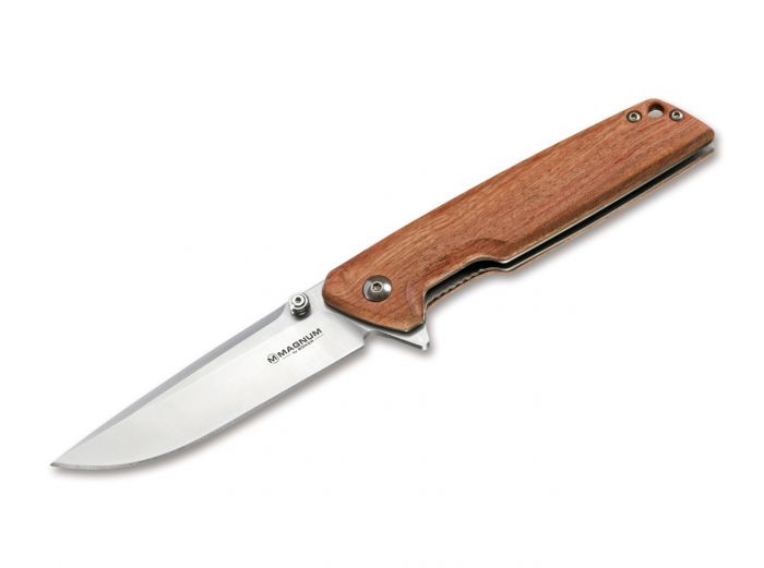 Складной нож Magnum Straight Brother Wood - Boker 01MB723, сталь 440A Satin, рукоять дерево, коричневый