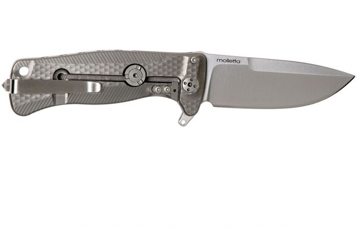 Нож складной LionSteel SR22 G (GREY) Mini, сталь Uddeholm Sleipner® Satin, рукоять титан по технологии Solid®, серый