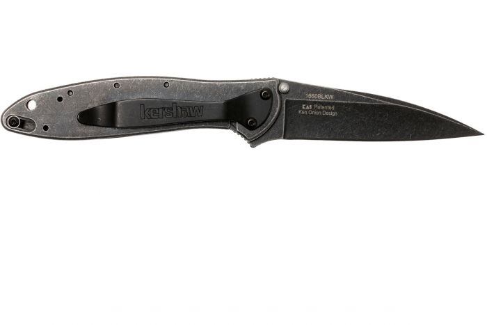 Складной нож Leek - Kershaw 1660BLKW, сталь Sandvik™ 14C28N с покрытием Black-Oxide BlackWash™, рукоять нержавеющая сталь 410 Stainless Steel, чёрный