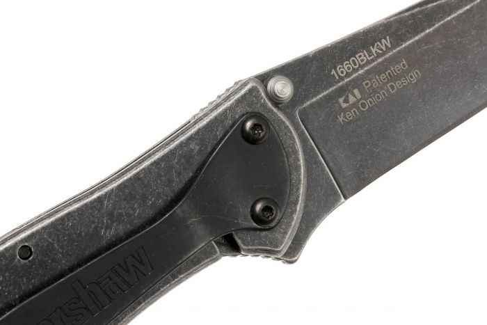 Складной нож Leek - Kershaw 1660BLKW, сталь Sandvik™ 14C28N с покрытием Black-Oxide BlackWash™, рукоять нержавеющая сталь 410 Stainless Steel, чёрный