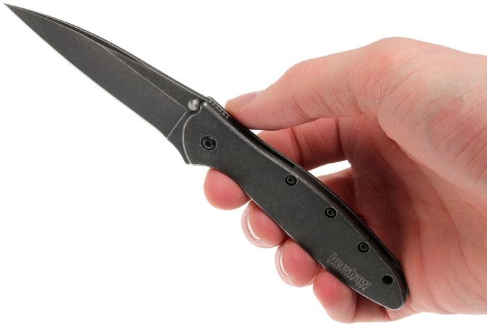 Складной нож Leek - Kershaw 1660BLKW, сталь Sandvik™ 14C28N с покрытием Black-Oxide BlackWash™, рукоять нержавеющая сталь 410 Stainless Steel, чёрный