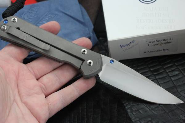 Нож складной Chris Reeve Large Sebenza 21 Almandine Cabochon, сталь CPM-S35VN, рукоять титан