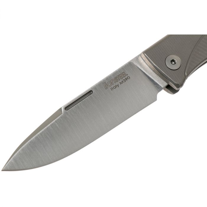 Складной нож LionSteel Thrill, сталь M390, рукоять Grey titanium